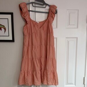 mine Peach Ruffle-Strap Tiered Dress